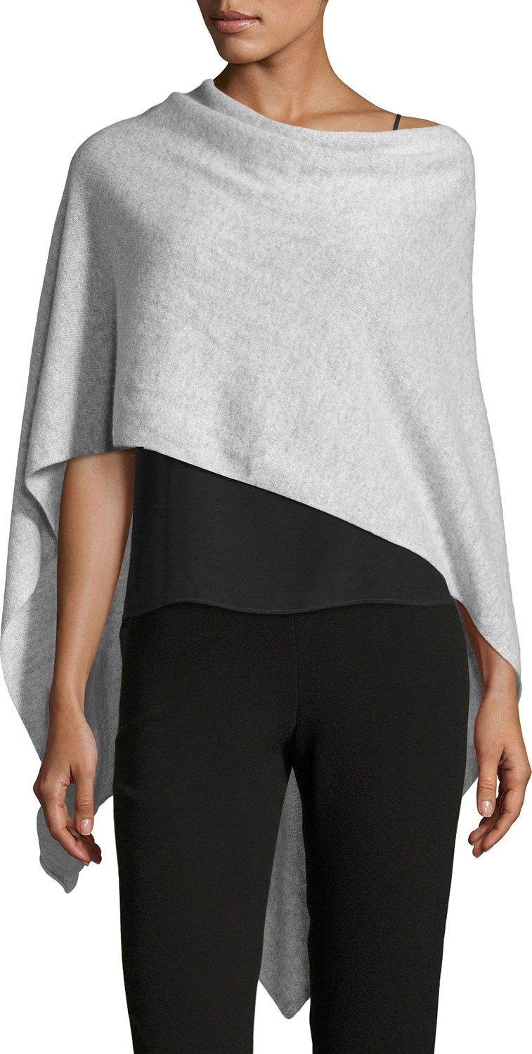 Letarte Solid Cashmere Wrap Topper, gray