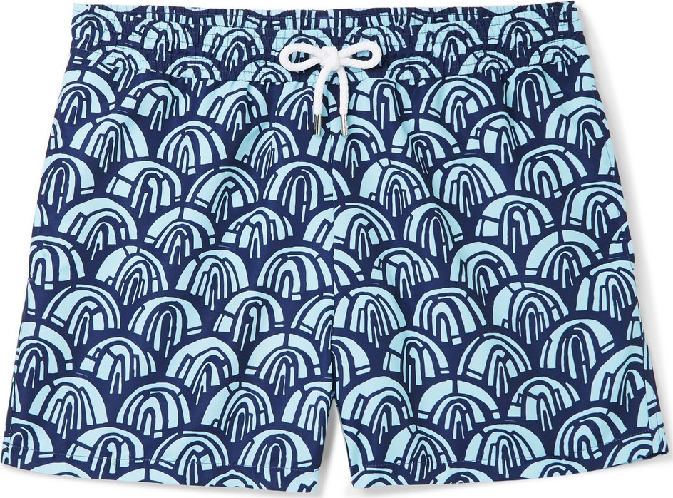 Frescobol Carioca Arch Wide-Leg Short-Length Printed Swim Shorts