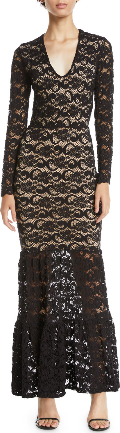 Nightcap Clothing Dixie Lace Long-Sleeve Martini Gown