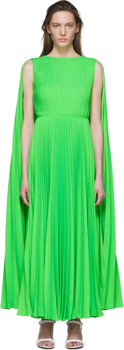 Valentino Green Pleated Dress