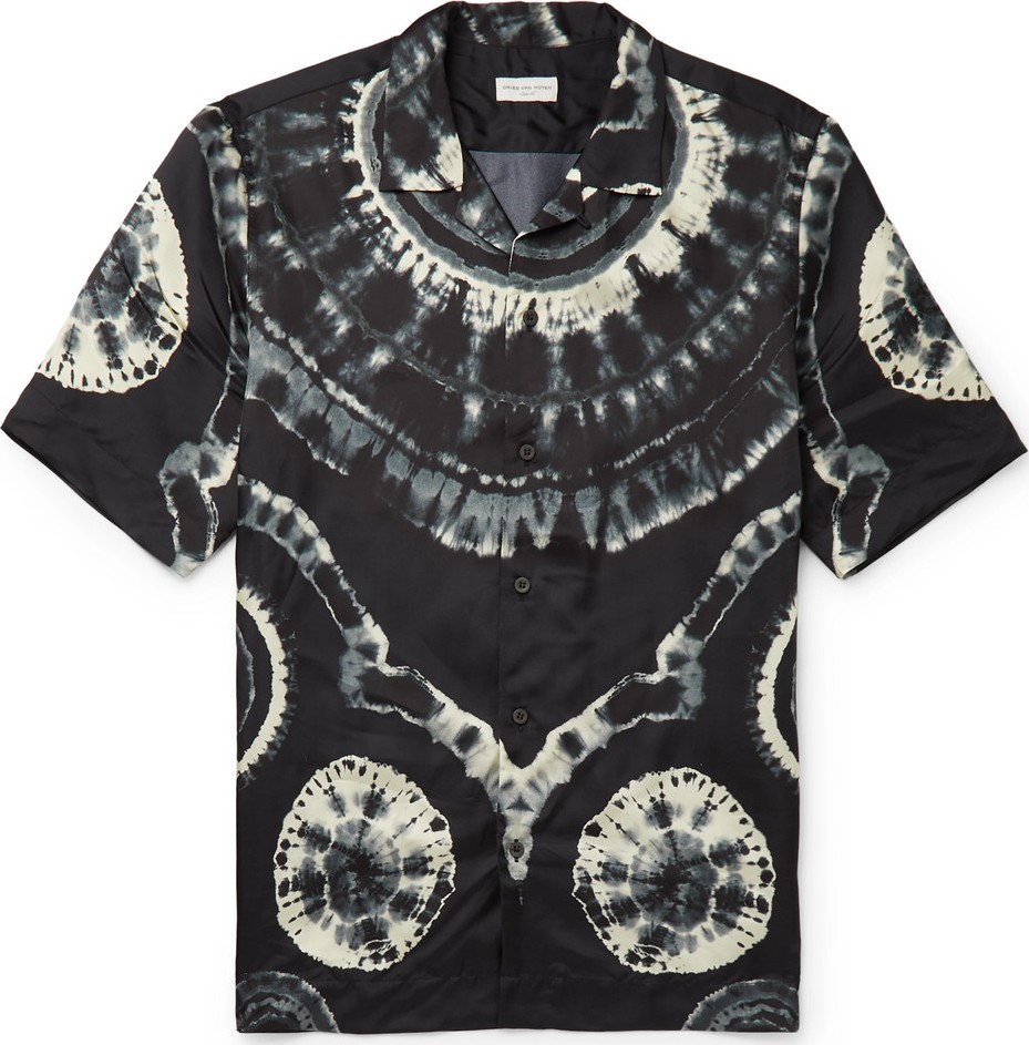 Dries Van Noten Camp-Collar Tie-Dyed Satin-Twill Shirt