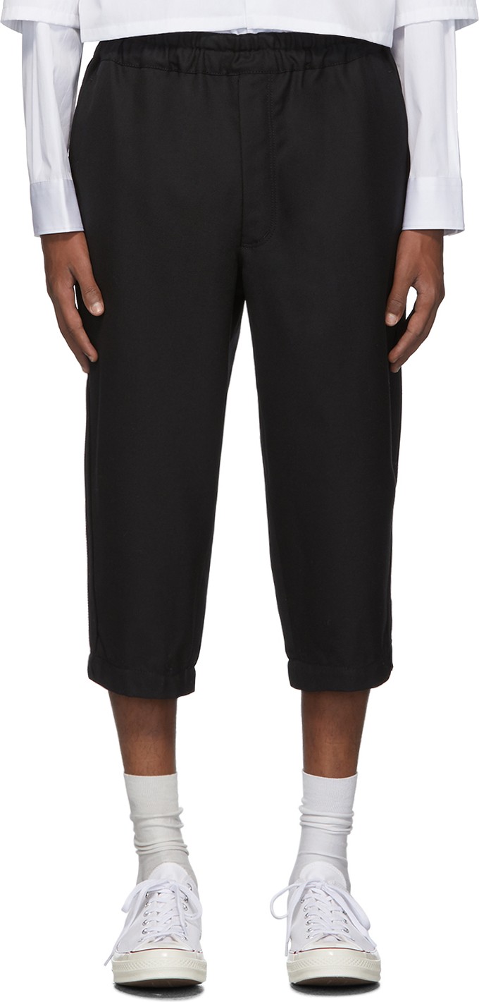 Comme Des Garcons Black Cropped Drawstring Trousers