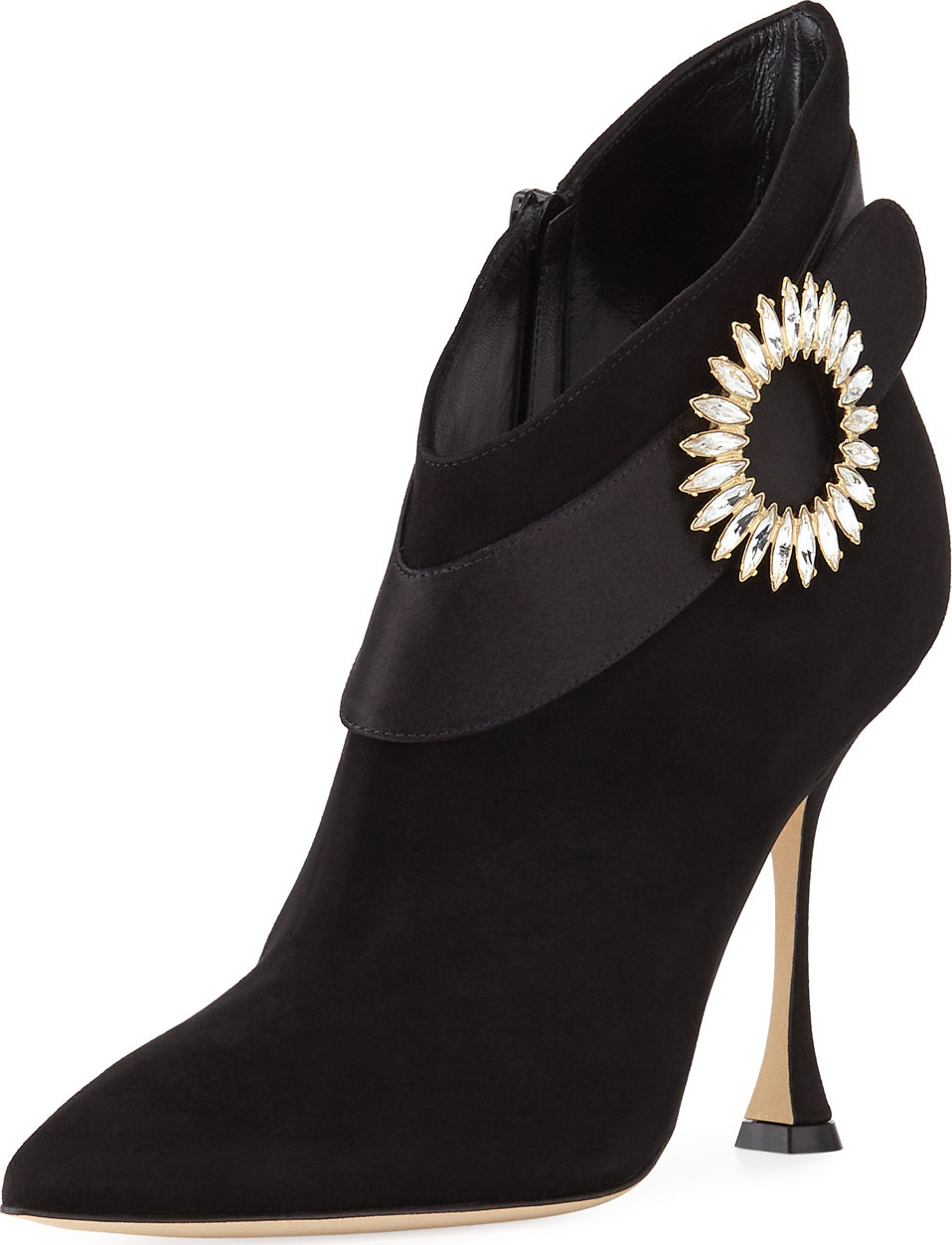 Manolo Blahnik Ankau Suede Embellished Booties