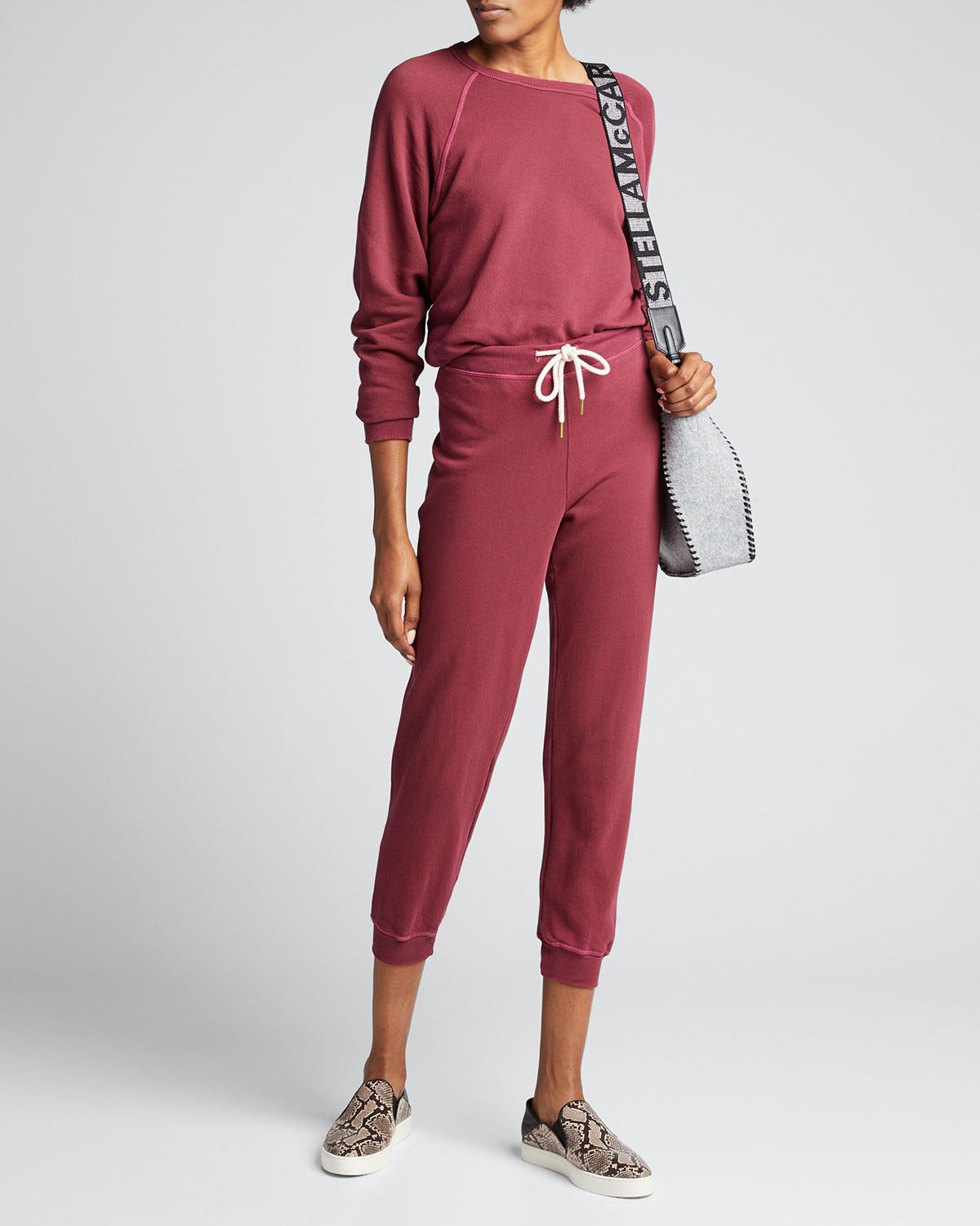 THE GREAT. The Cropped Sweatpants with Heart Embroidery