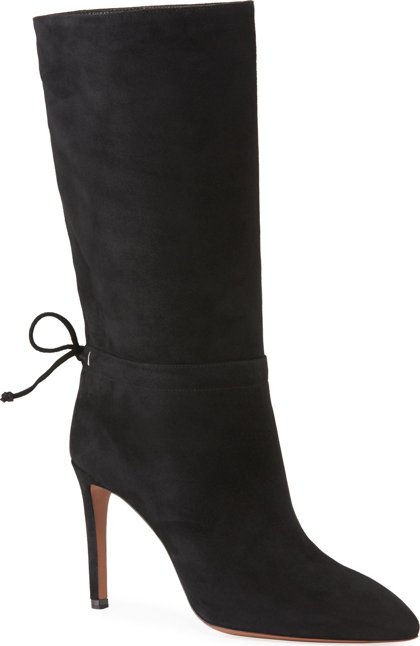 Alaïa Suede Zip Mid-Calf Boots