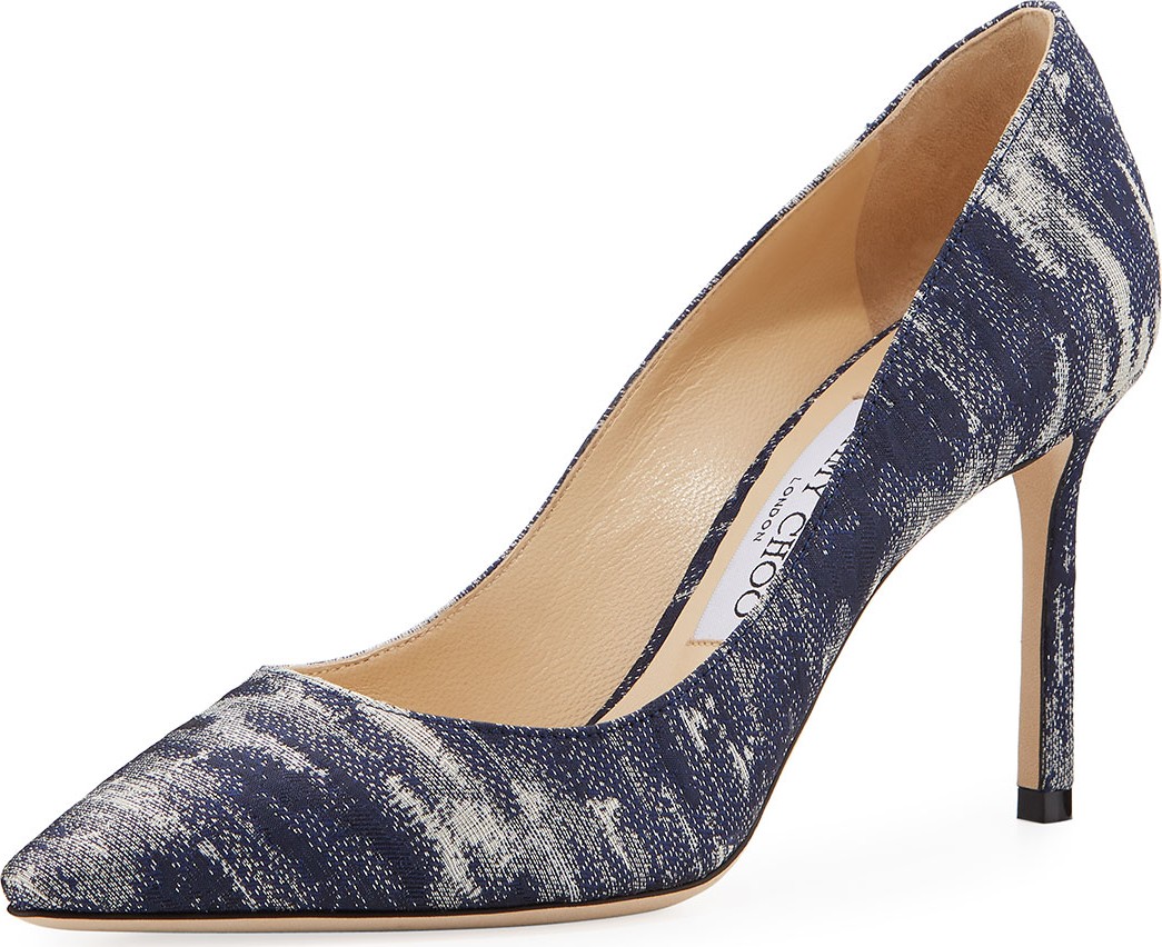 Jimmy Choo Romy Metallic Fabric Pumps