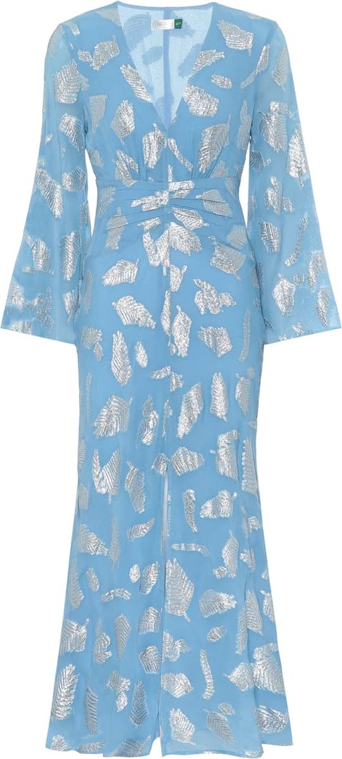 RIXO LONDON Indra metallic silk-blend midi dress