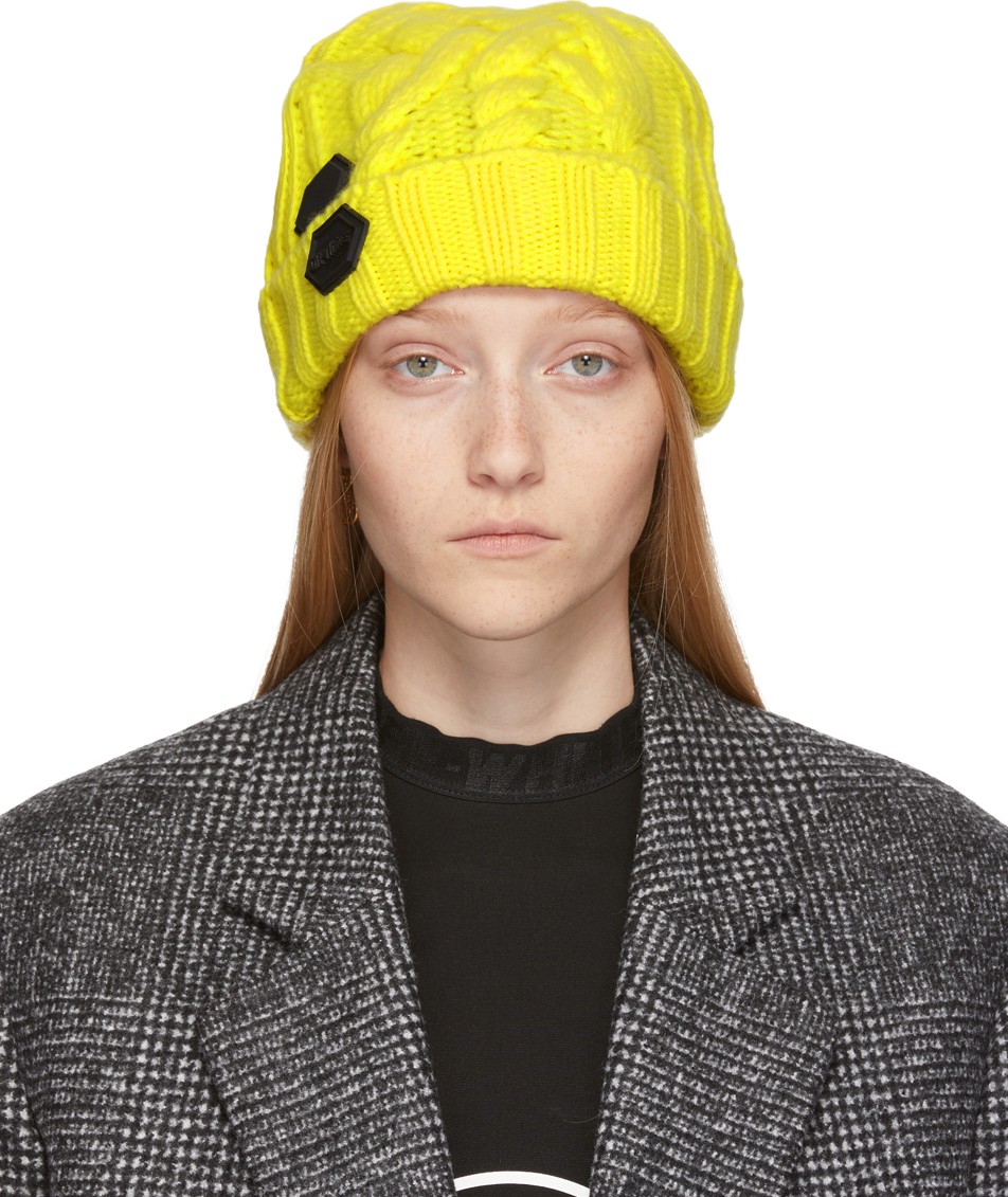 Off White Yellow Knit Pop Color Beanie
