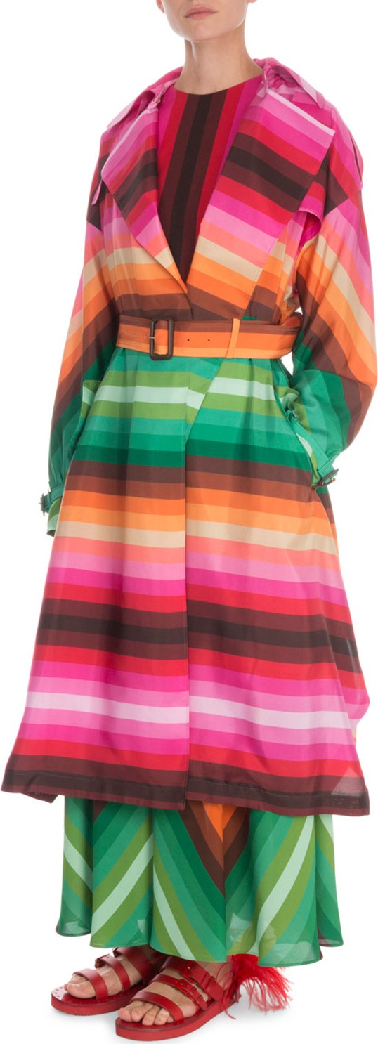 Valentino Striped Silk Trench Coat