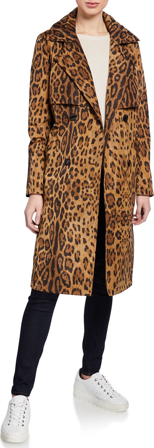 Jane Post Italian Leopard Storm Trench Coat