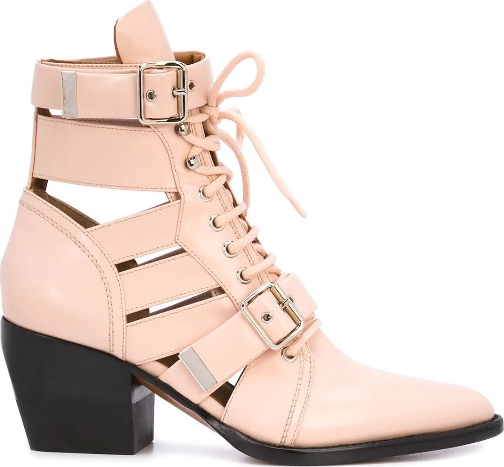 Chloe buckle straps boots