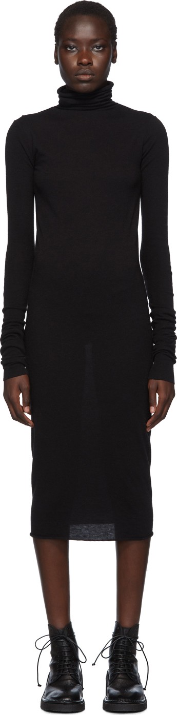 Rick Owens Lilies Black Jersey Turtleneck Dress