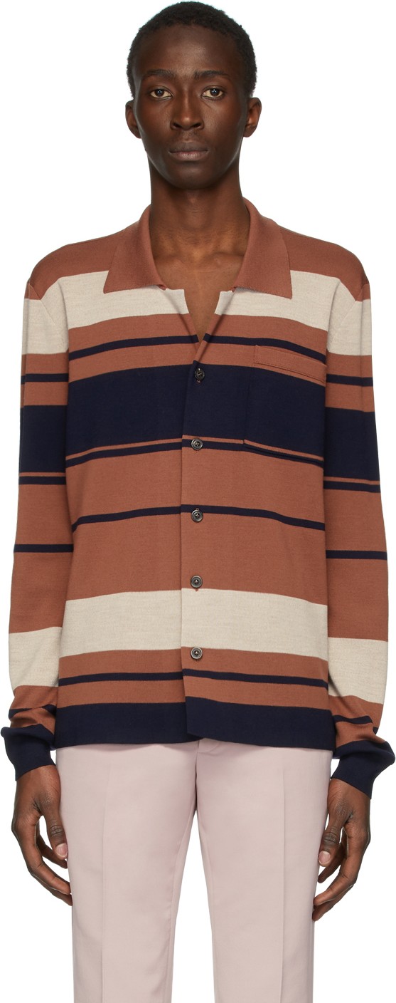 Maison Margiela Brown & Navy 14 Gauge Shirt Maison Margiela Brown & Navy 14 Gauge Shirt