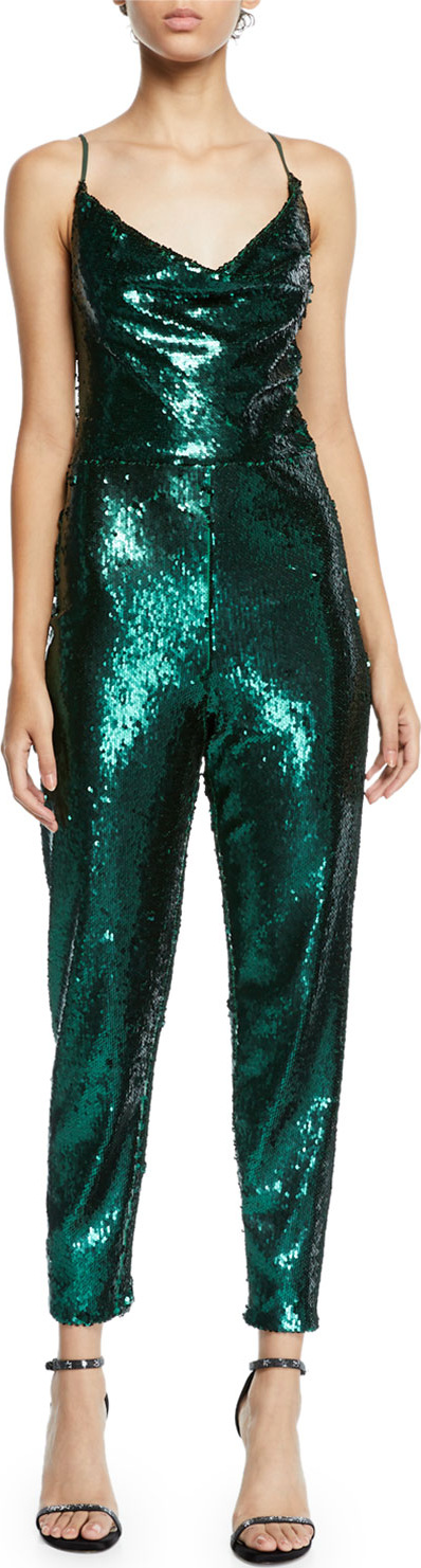 Black Halo Lucy Sequin Sleeveless Jumpsuit