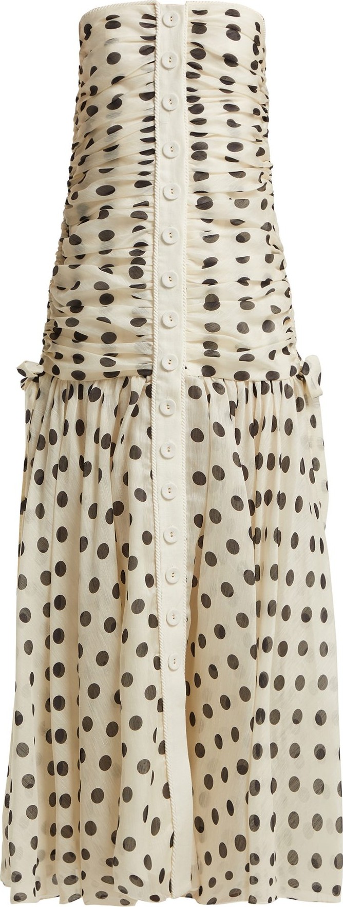Zimmermann Corsage ruched polka-dot linen-blend dress