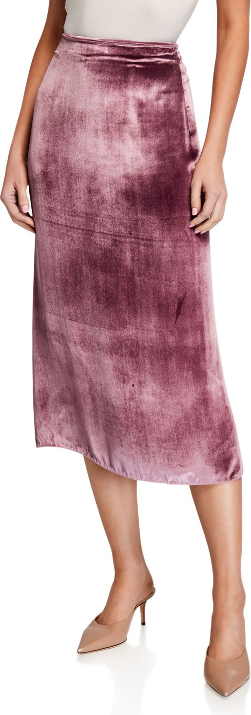 Vince Long Panne Velvet Wrap Skirt
