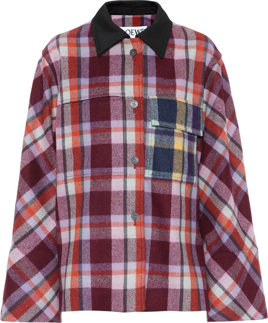 LOEWE Checked wool shirt jacket