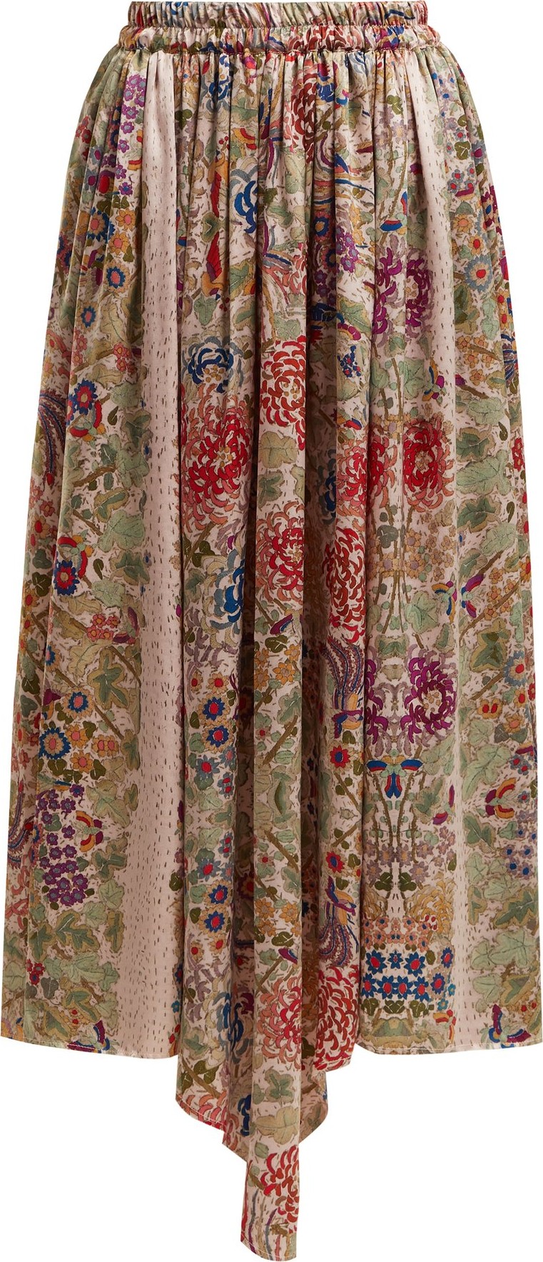 By Walid Margot floral-print silk midi skirt