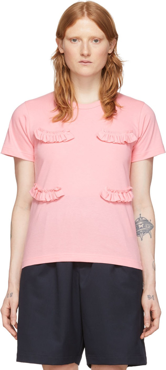 Comme Des Garçons Girl Pink Ruffle T-Shirt