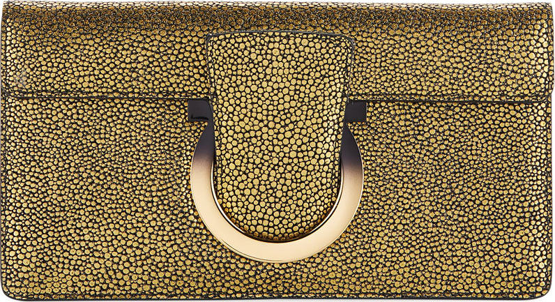 Salvatore Ferragamo Thalia Small Speckled Suede Cocktail Clutch Bag