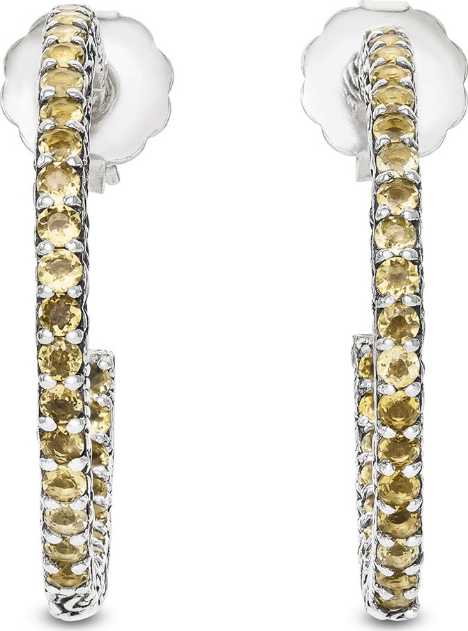 Stephen Dweck Large Cognac Quartz Hoop Earrings