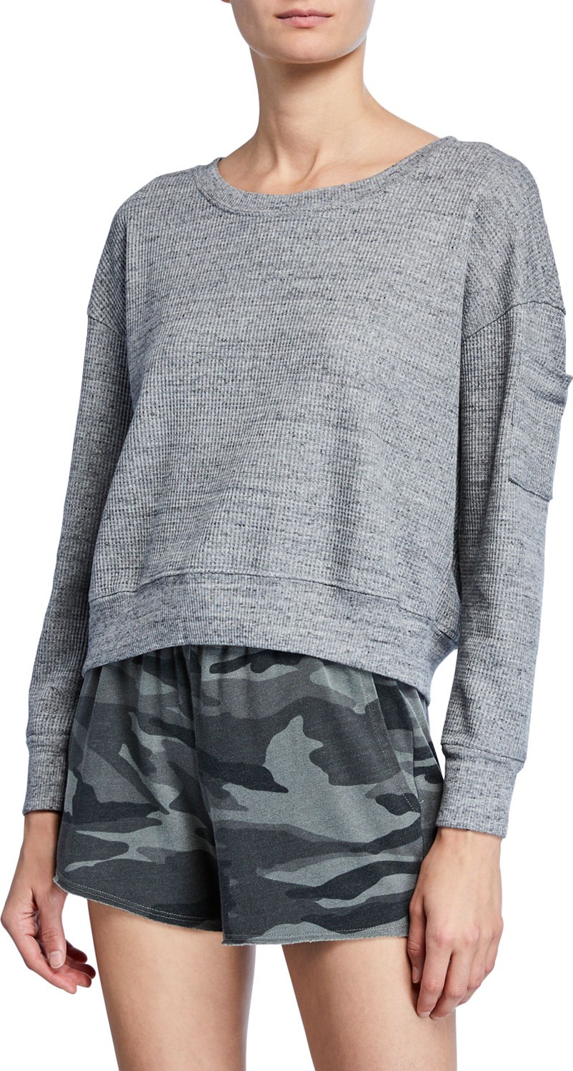 Splendid Thermal Academy Sweatshirt, Heather Gray