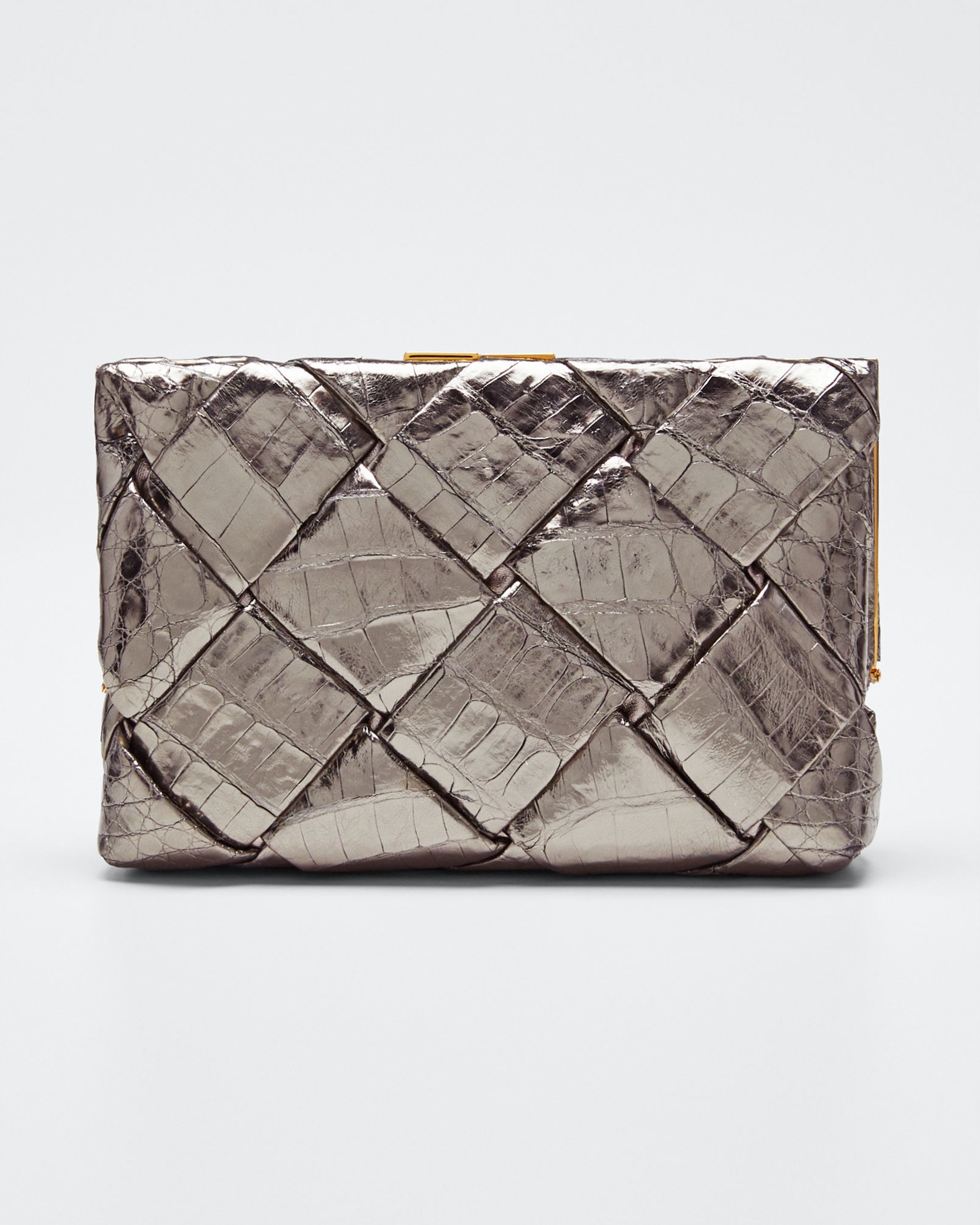 Nancy Gonzalez Small Woven Frame Clutch Bag
