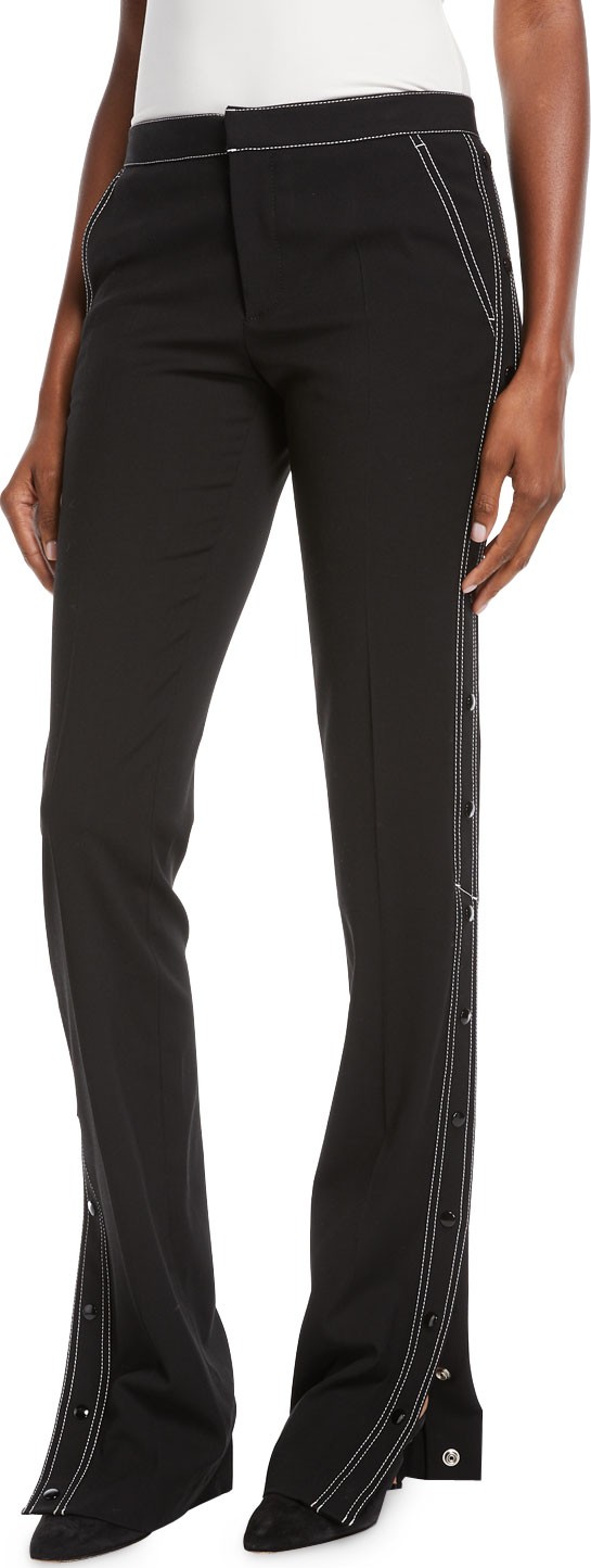 RED Valentino Contrast-Topstitched Side-Snap Pants