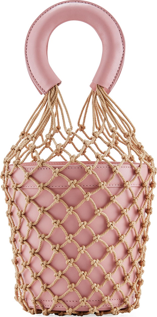 Staud Moreau Leather and Net Bucket Bag