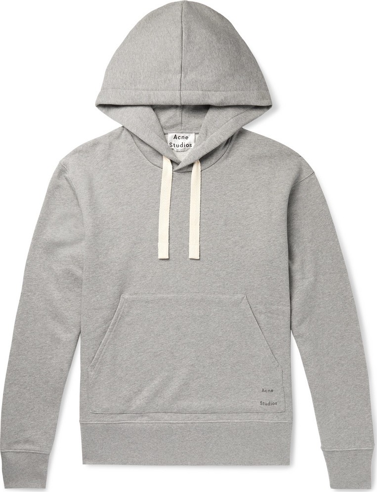 Acne Studios Fellis Logo-Print Mélange Loopback Cotton-Jersey Hoodie