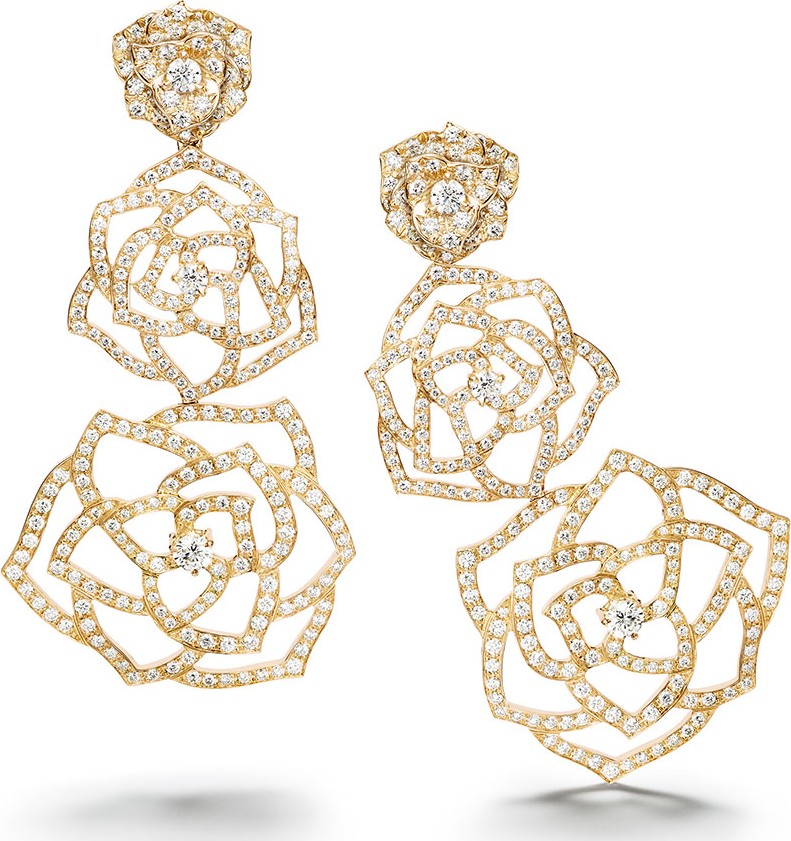 Piaget Rose 18k Rose Gold Brilliant-Cut Diamond Drop Earrings