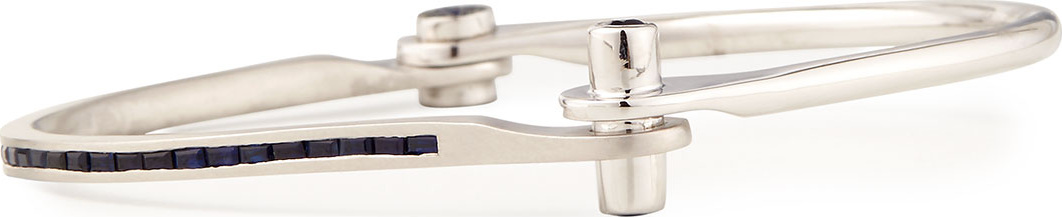 Borgioni 18K White Gold Pave Blue Sapphire Handcuff Bracelet