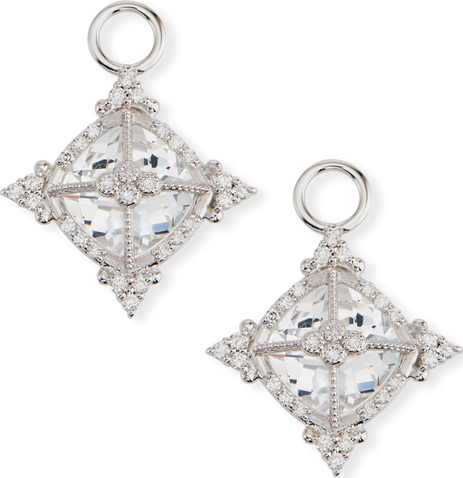 Jude Frances 18k White Gold Provence Cushion Topaz Earring Charms