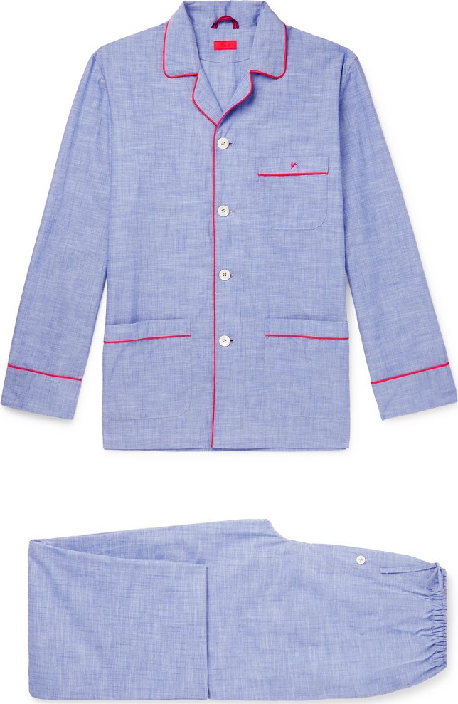 Isaia Piped Cotton Pyjama Set