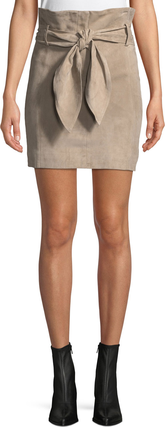 IRO Brassi Belted High-Rise Suede Skirt