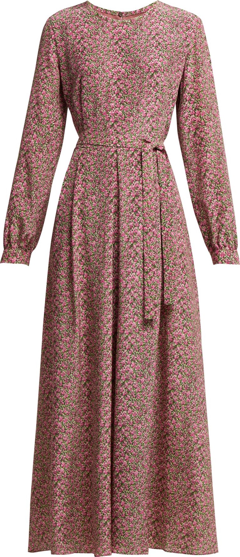 Weekend Max Mara Micro floral-print belted silk dress