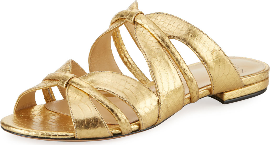 Alexandre Birman Sue Metallic Snakeskin Sandal