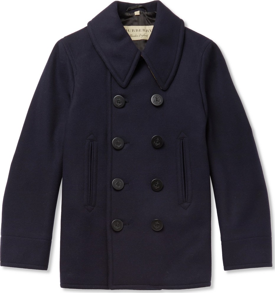 Burberry London England Double-Breasted Wool-Blend Peacoat