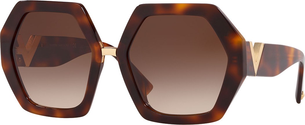 Valentino Octagonal Acetate V-Inset Sunglasses