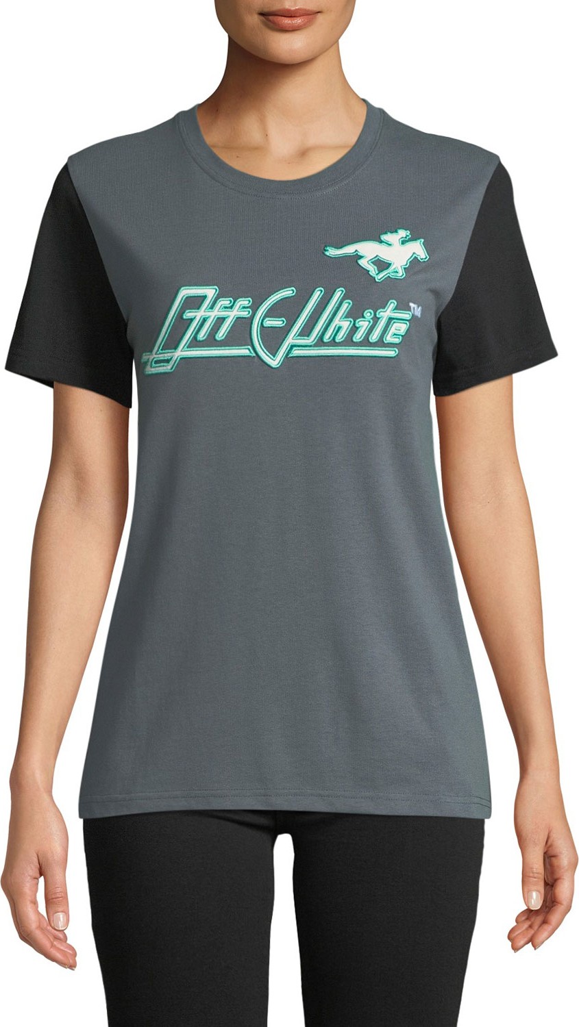 Off White Embellished Graphic Crewneck Sweatshirt