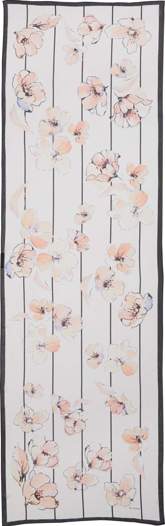 St. John Painted Pale Floral Silk Georgette Scarf