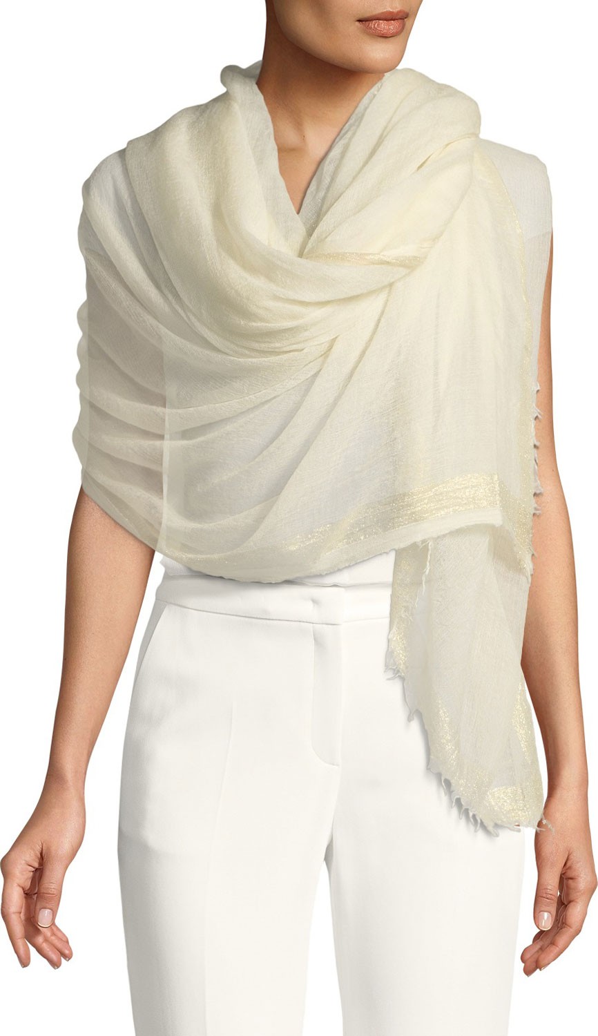 Faliero Sarti Saurina Shimmer-Trim Shawl