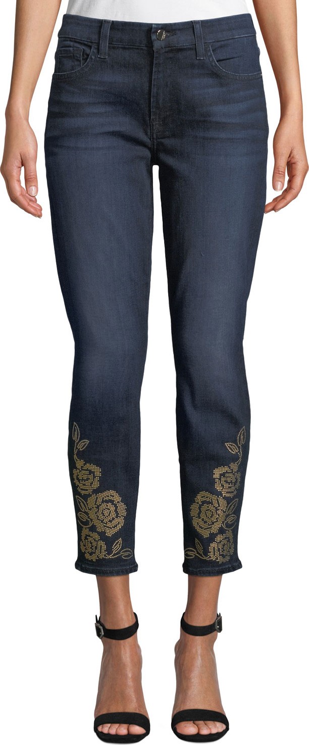 Jen7 The Ankle Skinny Jeans with Studded Hem
