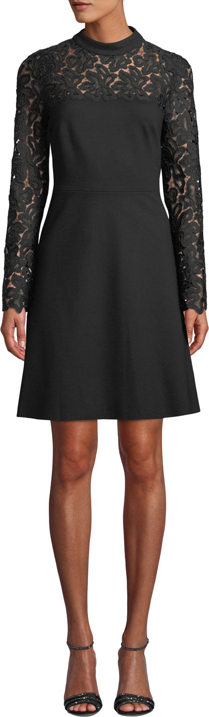 Elie Tahari Jenessa Lace-Yoke A-Line Dress