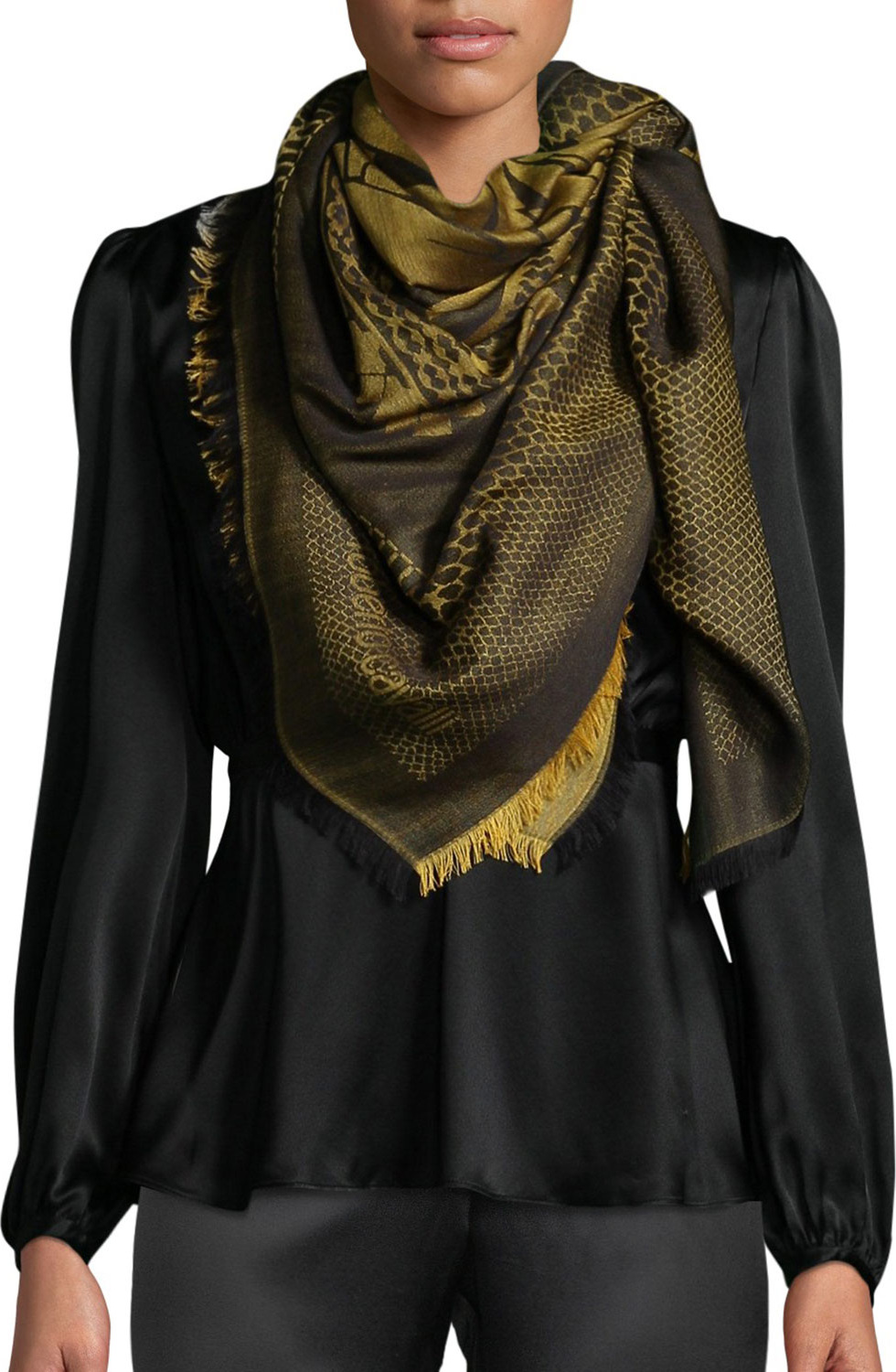 Roberto Cavalli Zebra Circle Wool/Silk Scarf