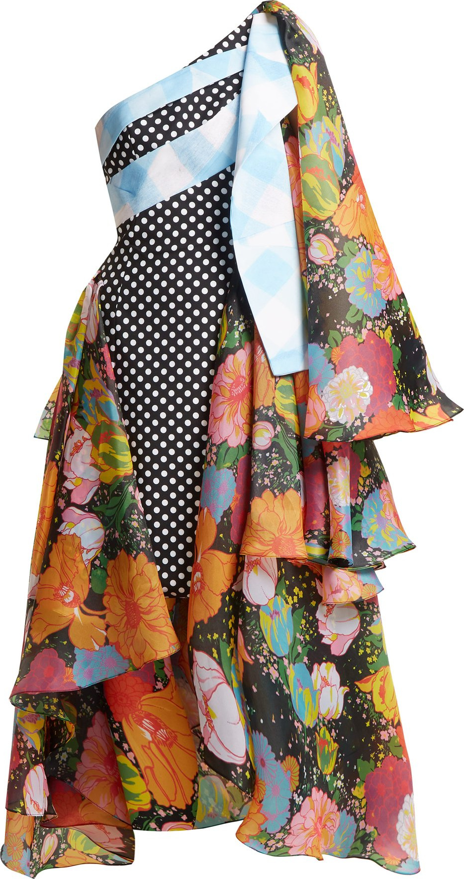 Richard Quinn Draped floral-print asymmetric dress