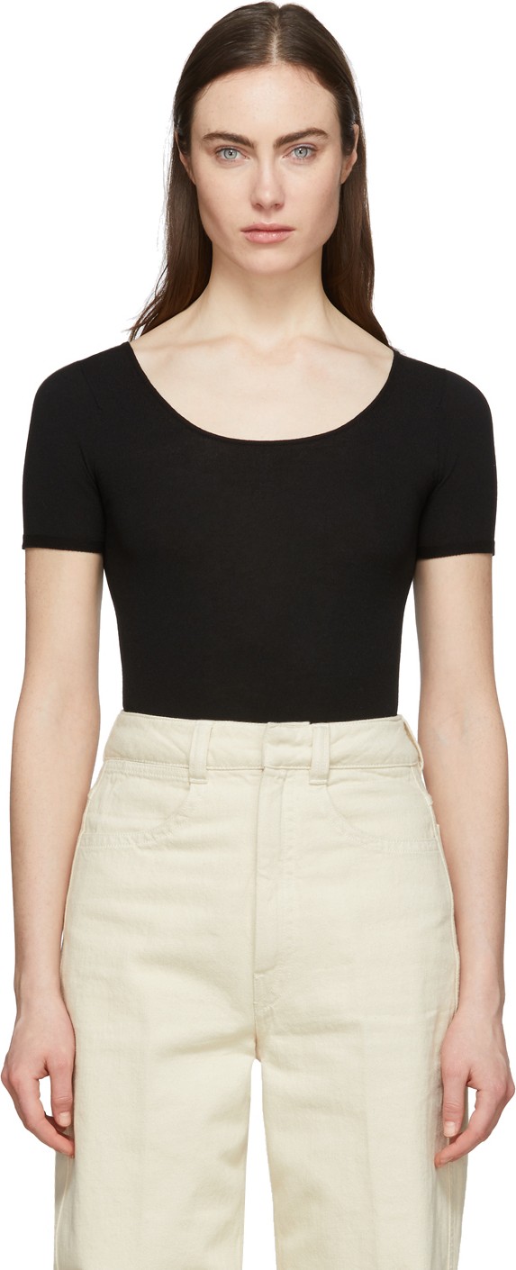 Lemaire Black Second Skin Short Sleeve Pullover