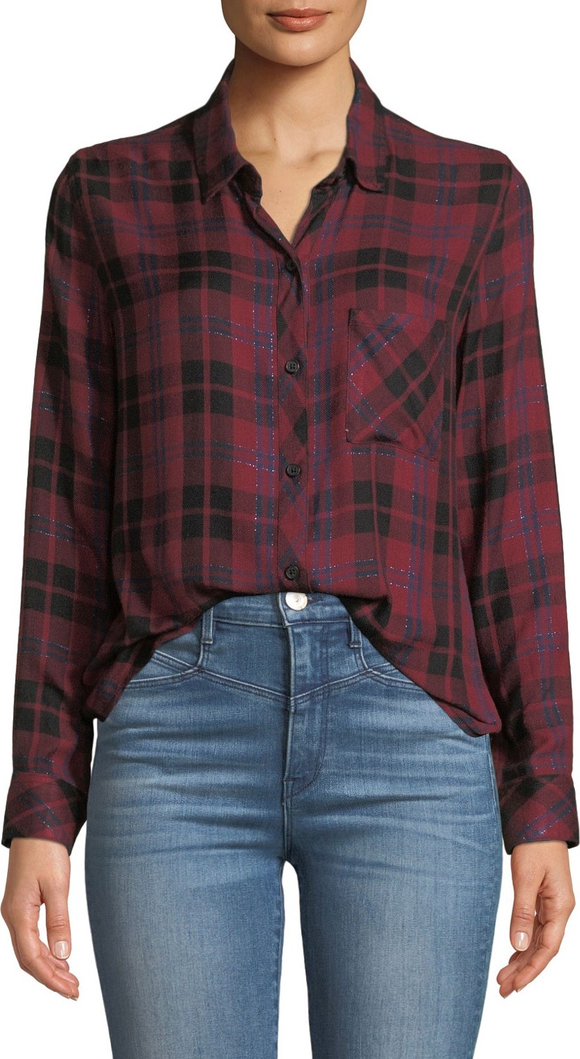 RAILS Hunter Plaid Metallic Button-Down Top