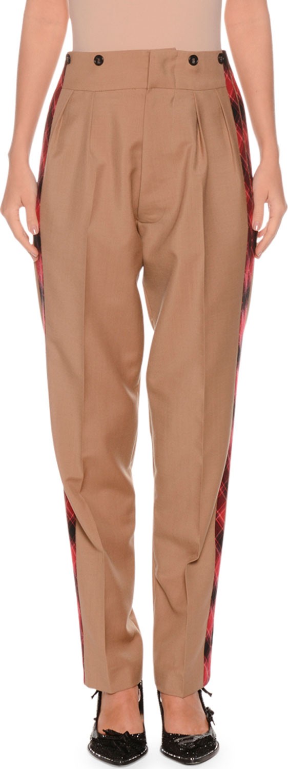 Nº21 Pleated Tapered-Leg Mohair-Blend Trousers w/ Side Stripes