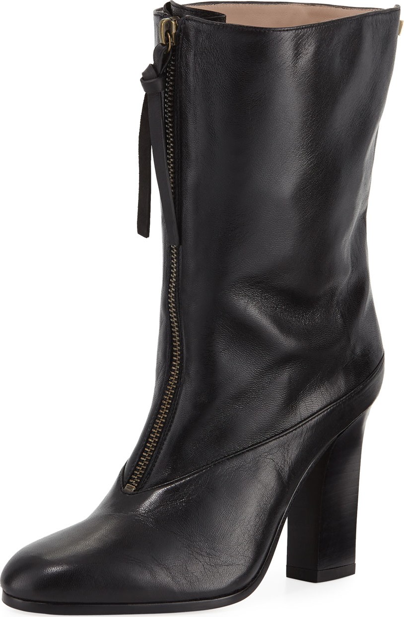 Stuart Weitzman Jett Slouchy Leather Zip Bootie
